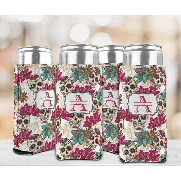 Sugar Skulls & Flowers 12oz Tall Can Sleeve - Set of 4 - LIFESTYLE