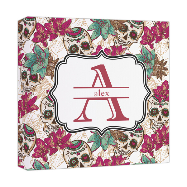 Custom Sugar Skulls & Flowers Canvas Print - 12x12 (Personalized)