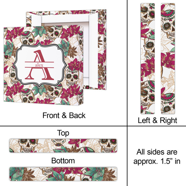 Sugar Skulls & Flowers 12x12 - Canvas Print - Approval