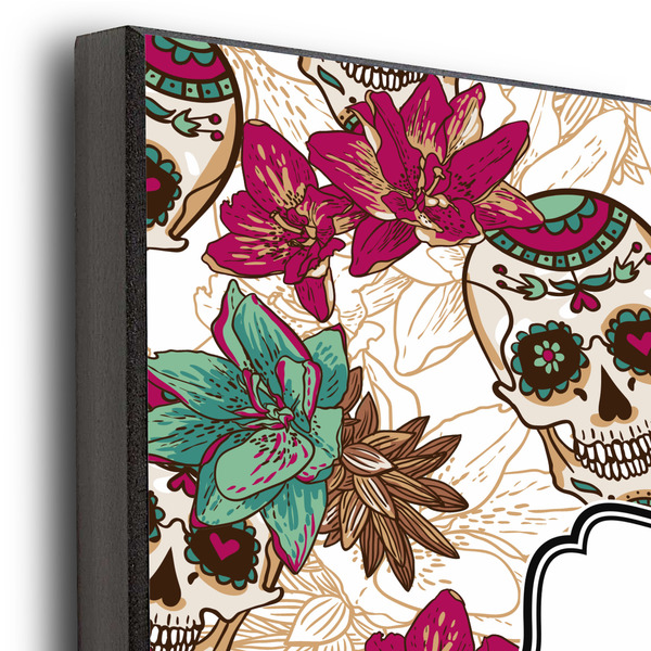 Sugar Skulls & Flowers 12x12 Wood Print - Closeup