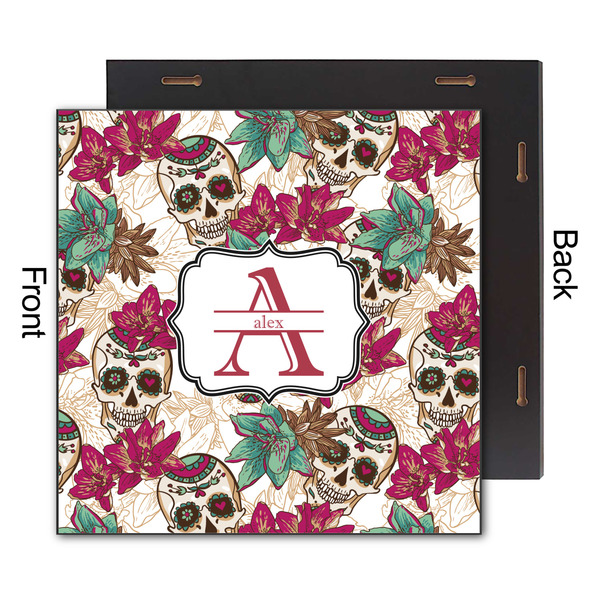 Sugar Skulls & Flowers 12x12 Wood Print - Front & Back View