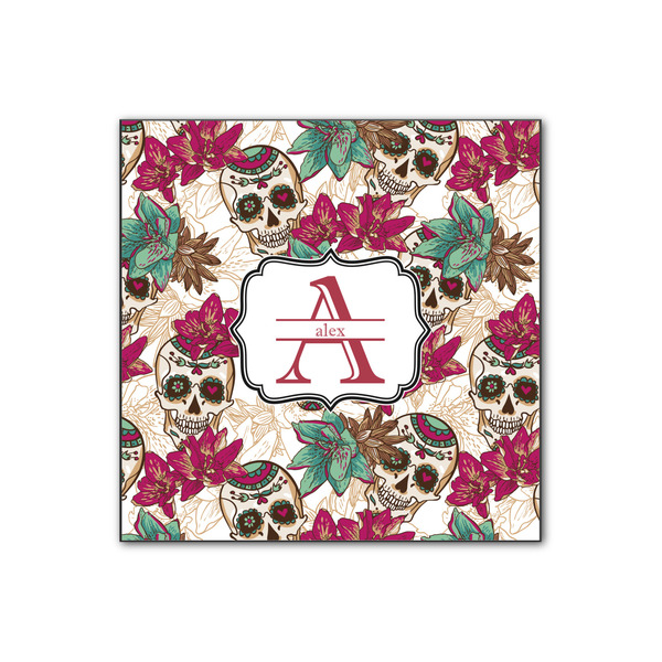 Custom Sugar Skulls & Flowers Wood Print - 12x12 (Personalized)