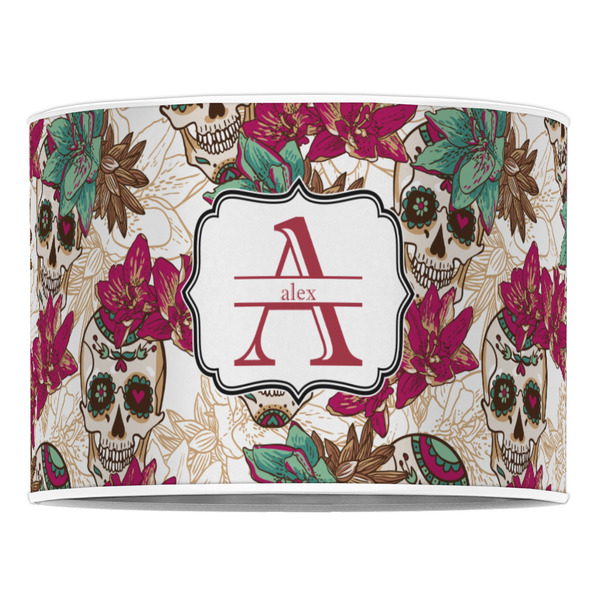 Sugar Skulls & Flowers 16" Drum Lampshade - FRONT (Poly Film)