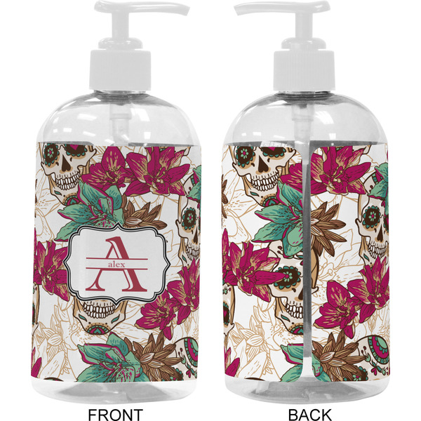 Sugar Skulls & Flowers 16 oz Plastic Liquid Dispenser- Approval- White