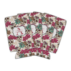 Sugar Skulls & Flowers Can Cooler (16 oz) - Set of 4 (Personalized)