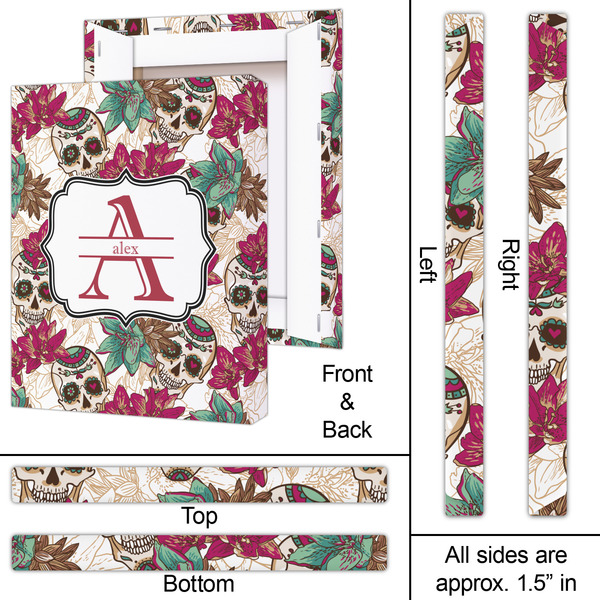 Sugar Skulls & Flowers 16x20 - Canvas Print - Approval