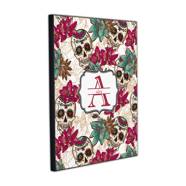 Sugar Skulls & Flowers 16x20 Wood Print - Angle View