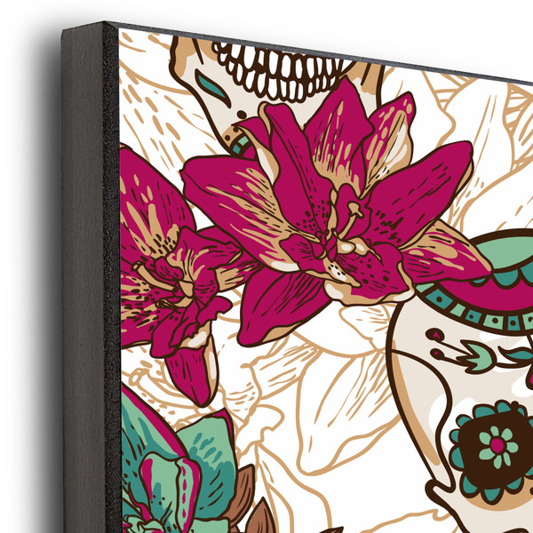 Sugar Skulls & Flowers 16x20 Wood Print - Closeup