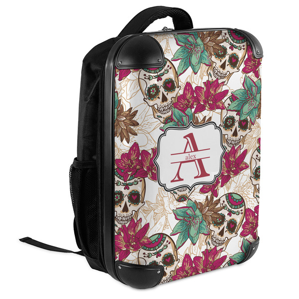 Sugar Skulls & Flowers 18" Hard Shell Backpacks - ANGLED VIEW
