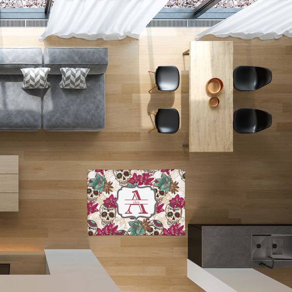 Sugar Skulls & Flowers 2'x3' Indoor Area Rugs - IN CONTEXT