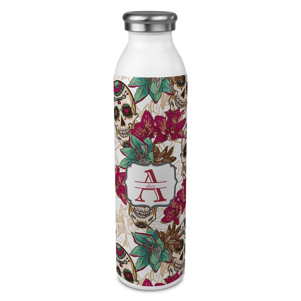 Custom Sugar Skulls & Flowers 20oz Stainless Steel Water Bottle - Full Print (Personalized)
