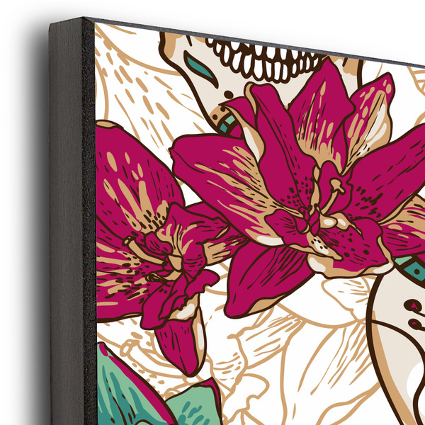 Sugar Skulls & Flowers 20x24 Wood Print - Closeup
