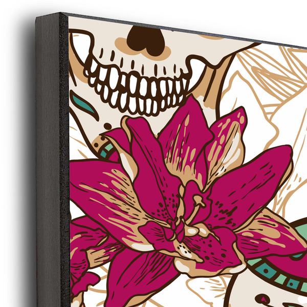 Sugar Skulls & Flowers 20x30 Wood Print - Closeup