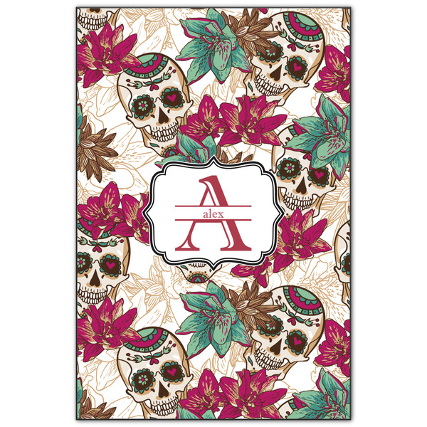 Custom Sugar Skulls & Flowers Wood Print - 20x30 (Personalized)