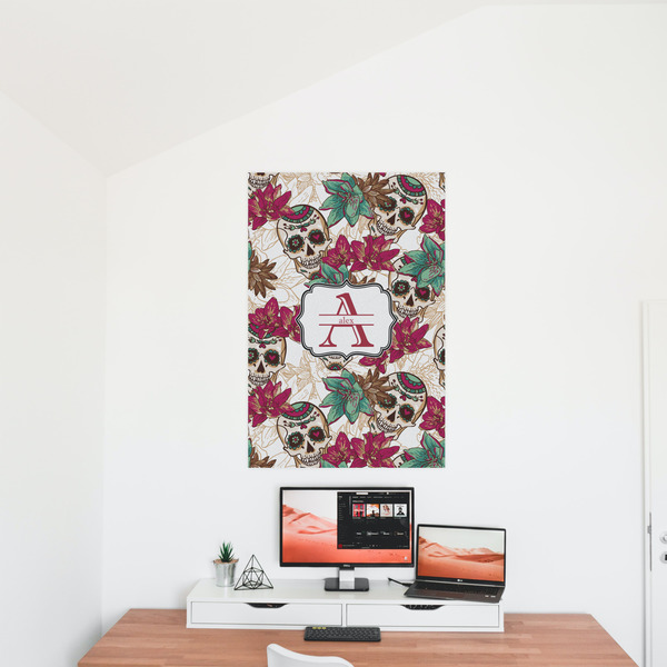 Sugar Skulls & Flowers 24x36 - Matte Poster - On the Wall