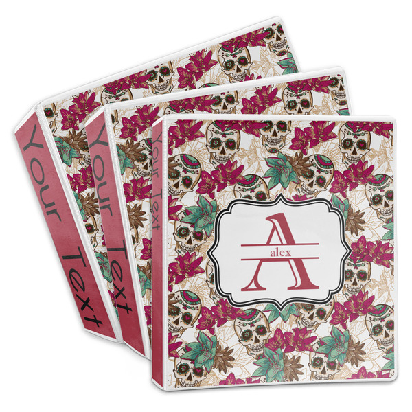 Custom Sugar Skulls & Flowers 3-Ring Binder (Personalized)