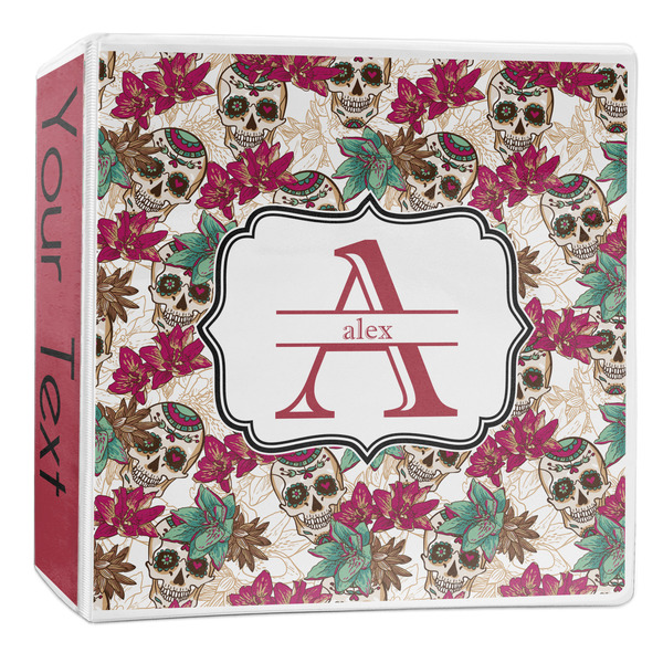 Custom Sugar Skulls & Flowers 3-Ring Binder - 2 inch (Personalized)