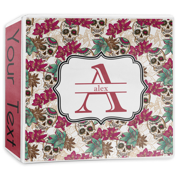 Custom Sugar Skulls & Flowers 3-Ring Binder - 3 inch (Personalized)