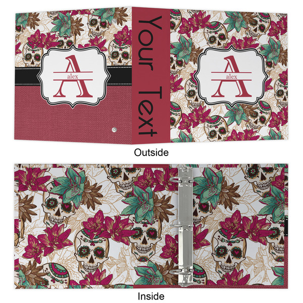 Sugar Skulls & Flowers 3 Ring Binders - Full Wrap - 2" - APPROVAL