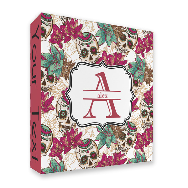 Custom Sugar Skulls & Flowers 3 Ring Binder - Full Wrap - 2" (Personalized)
