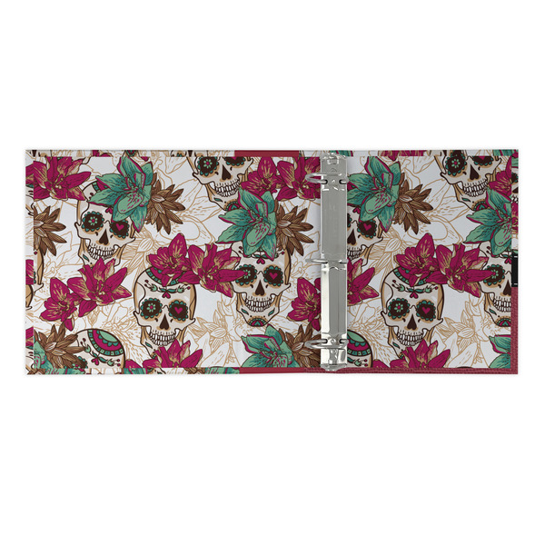 Sugar Skulls & Flowers 3 Ring Binders - Full Wrap - 2" - OPEN INSIDE