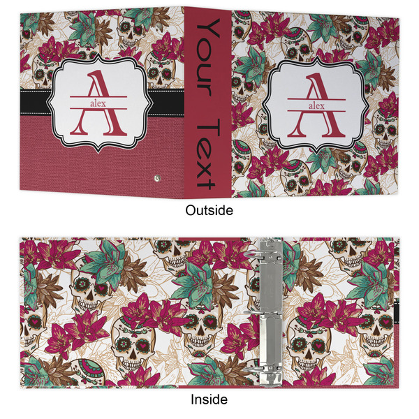 Sugar Skulls & Flowers 3 Ring Binders - Full Wrap - 3" - APPROVAL