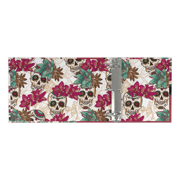 Sugar Skulls & Flowers 3 Ring Binders - Full Wrap - 3" - OPEN INSIDE