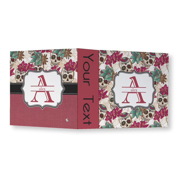 Sugar Skulls & Flowers 3 Ring Binders - Full Wrap - 3" - OPEN OUTSIDE