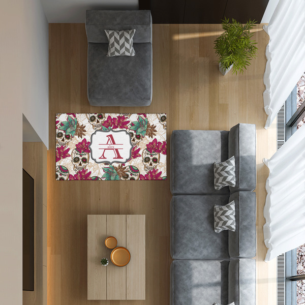 Sugar Skulls & Flowers 3'x5' Indoor Area Rugs - IN CONTEXT