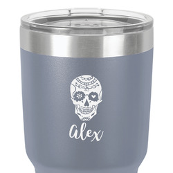 Sugar Skulls & Flowers 30 oz Stainless Steel Tumbler - Grey - Double-Sided (Personalized)