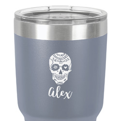 Sugar Skulls & Flowers 30 oz Stainless Steel Tumbler - Grey - Single-Sided (Personalized)
