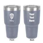 Sugar Skulls & Flowers 30 oz Stainless Steel Tumbler - Grey - Double-Sided (Personalized)