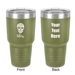 Sugar Skulls & Flowers 30 oz Stainless Steel Tumbler - Olive - Double-Sided (Personalized)