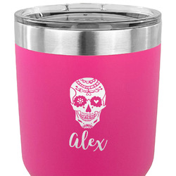Sugar Skulls & Flowers 30 oz Stainless Steel Tumbler - Pink - Single Sided (Personalized)