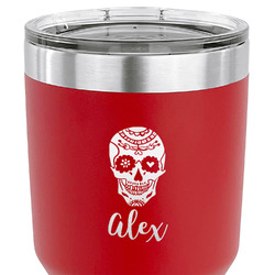 Sugar Skulls & Flowers 30 oz Stainless Steel Tumbler - Red - Single Sided (Personalized)