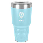 Sugar Skulls & Flowers 30 oz Stainless Steel Tumbler - Teal - Single-Sided (Personalized)