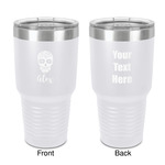 Sugar Skulls & Flowers 30 oz Stainless Steel Tumbler - White - Double-Sided (Personalized)