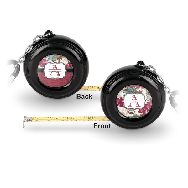 Sugar Skulls & Flowers 6-Ft Pocket Tape Measure with Carabiner Hook - Front and Back