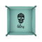 Sugar Skulls & Flowers 6" x 6" Teal Leatherette Snap Up Tray - FOLDED UP