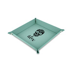 Sugar Skulls & Flowers 6" x 6" Teal Faux Leather Valet Tray (Personalized)