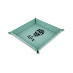 Sugar Skulls & Flowers Faux Leather Dice Tray - 6" x 6" - Teal (Personalized)