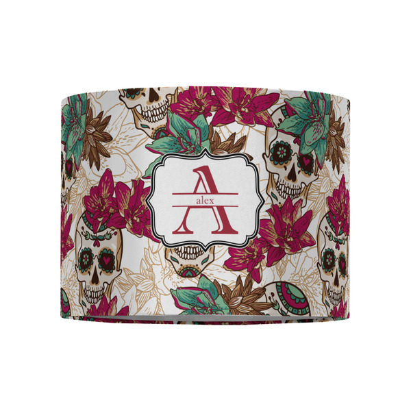Sugar Skulls & Flowers 8" Drum Lampshade - FRONT (Fabric)
