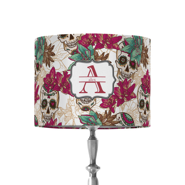Custom Sugar Skulls & Flowers 8" Drum Lamp Shade - Fabric (Personalized)