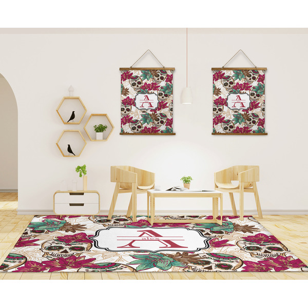 Sugar Skulls & Flowers 8'x10' Indoor Area Rugs - IN CONTEXT