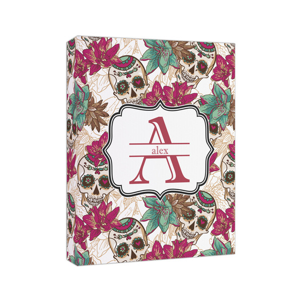 Sugar Skulls & Flowers 8x10 - Canvas Print - Angled View