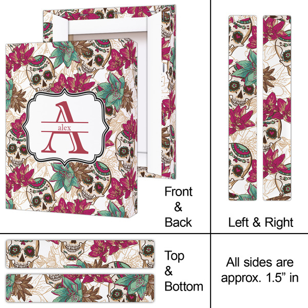 Sugar Skulls & Flowers 8x10 - Canvas Print - Approval