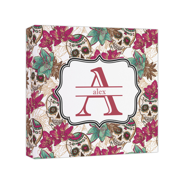 Custom Sugar Skulls & Flowers Canvas Print - 8x8 (Personalized)