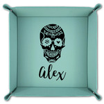 Sugar Skulls & Flowers Teal Faux Leather Valet Tray (Personalized)