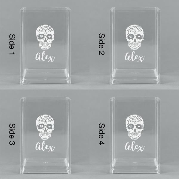Sugar Skulls & Flowers Acrylic Pen Holder - All Sides