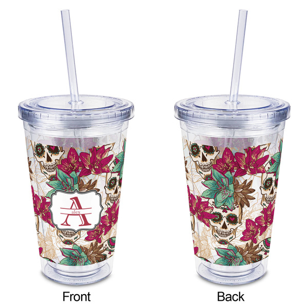 Sugar Skulls & Flowers Acrylic Tumbler - Full Print - Approval